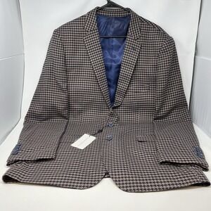 Alain Dupetit 44L/38W Men's Blazer Blue Tan Houndstooth Long Lined Sport Coat